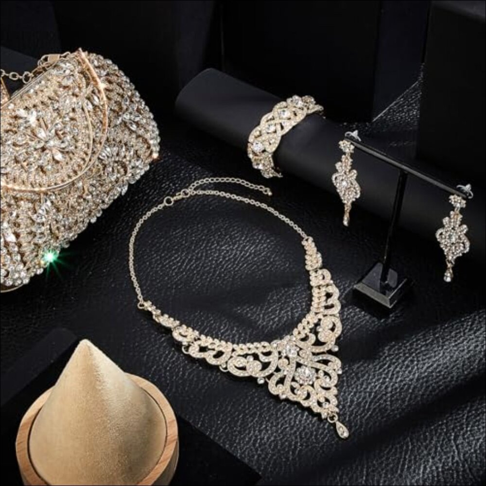 Rhinestone Alloy Jewelry Set with Evening Clutch Bag - Picture 5 of 7